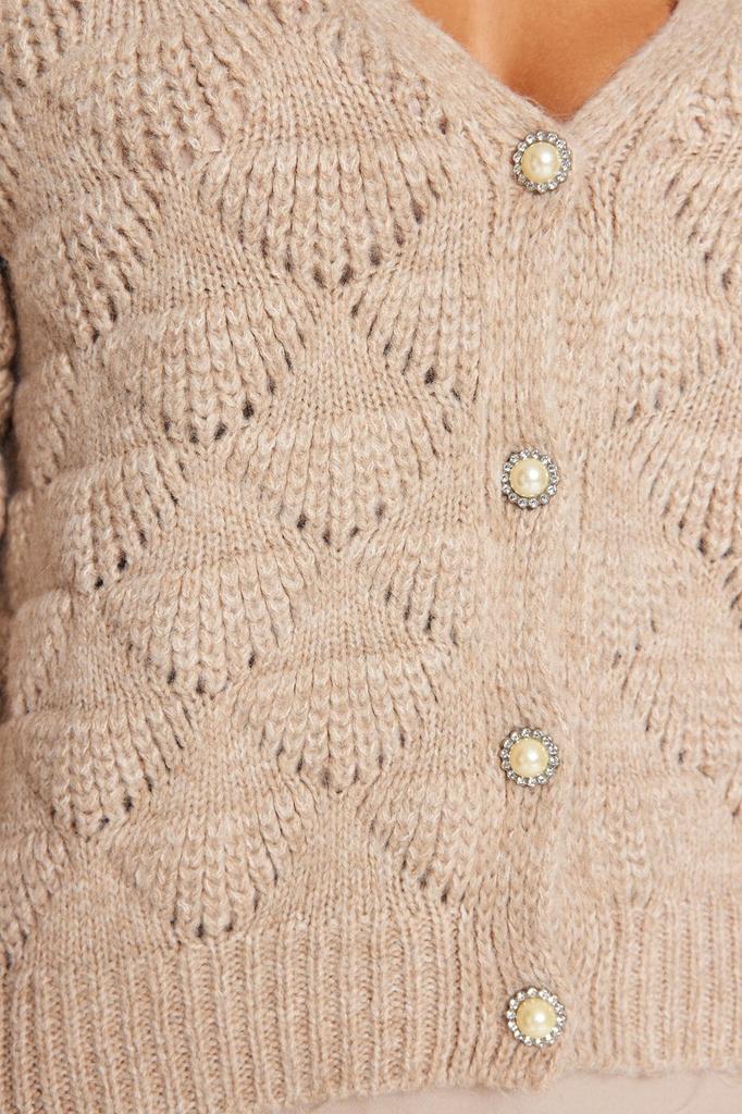 Женский модный стильный кардиган из норки, ажурный перфорированный трикотаж с v-образным вырезом, кардиган