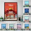 Tokyo Ottawa Prague Sydney City Map Vintage Vintage Travel Classic Oil Painting Poster Home Living Room