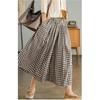 Women's Spring High Waist Casual Loose Pants Elegant Plaid Wide Leg Pants Skirt