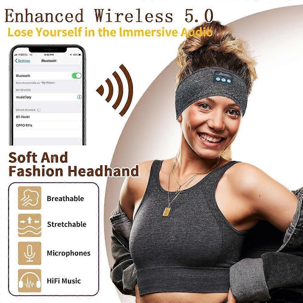 Wireless Headphones Headband for Sleeping, Bluetooth Sleep Headphones for Side Sleepers, Soft and Eye Mask for Sleep, Ideal for Travel, Running