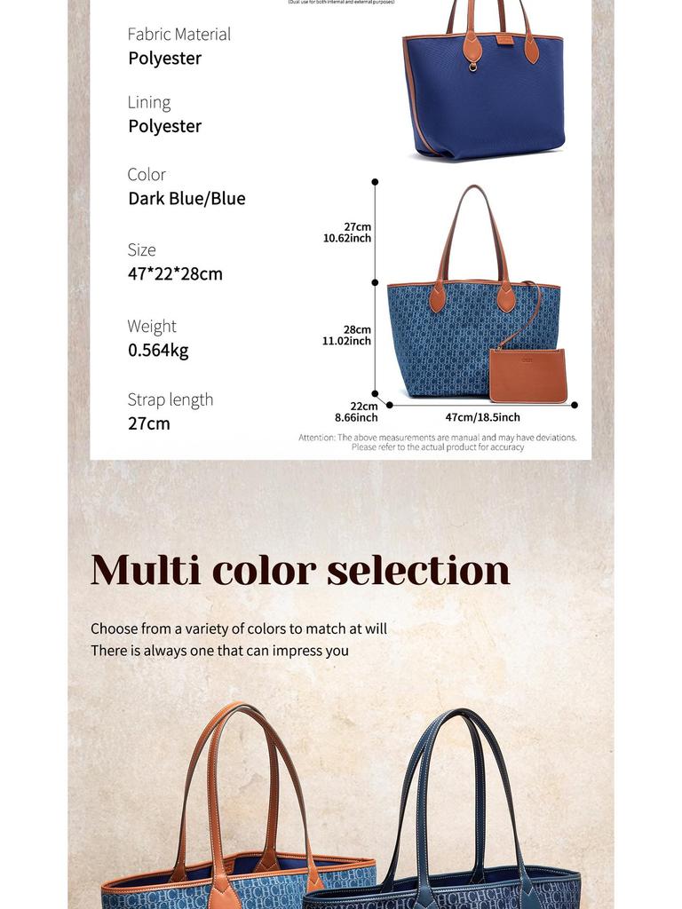 CHCH Женская джинсовая сумка-тоут на плечо и через плечо большого объема Летняя