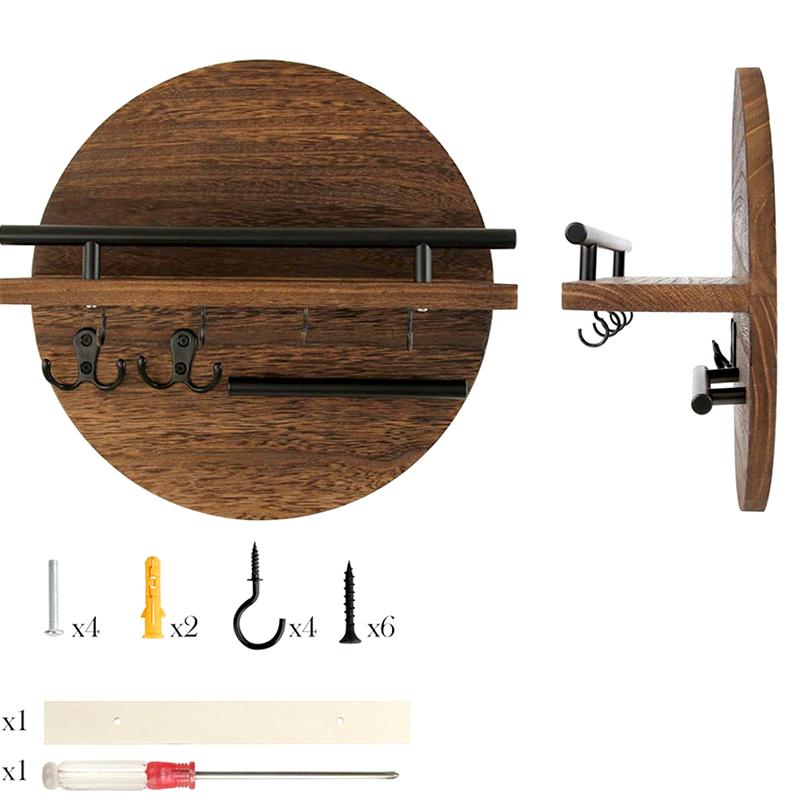 1 шт. деревянные крючки в стиле ретро, круглая стойка для хранения вещей, практичная настенная карбонизированная цветная подставка для ключей, украшение для входа, хранение