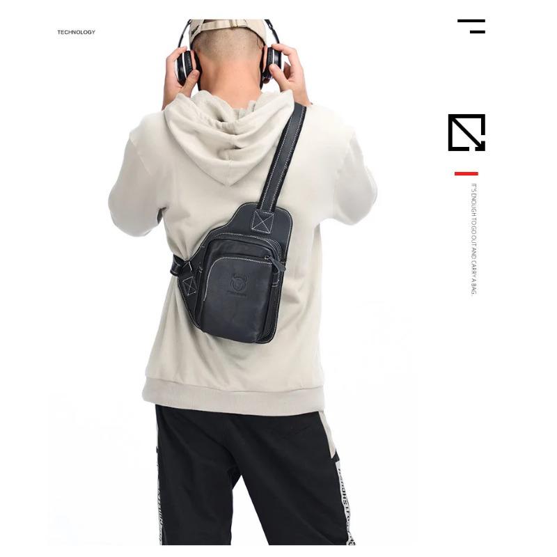 2024 Small FAMOUS Brand Messenger Bag MEN Shoulder BAGS Fashion GENUINE Leather MALE Crossbody Bag Zipper Buckle