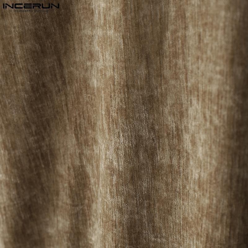 INCERUN Autumn Men Turtleneck Long Sleeve High Splits Tunic Tops Pullovers