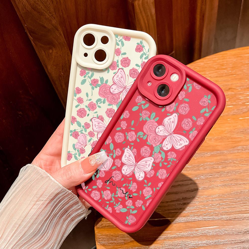 Для Realme 11 11x 12x 12 Pro C21 C30 C33 C35 C65 OPPO A18 A38 A60 A96 Reno 10 11 12 Pro Красивый чехол для телефона с рисунком розы и бабочки