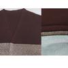Autumn Fashion Vintage Long Sleeve Cardigans Jacket Women Splicing Colors V Neck Loose Winter Knitted Cardigan Women Plus Size Casual Sweater 25186