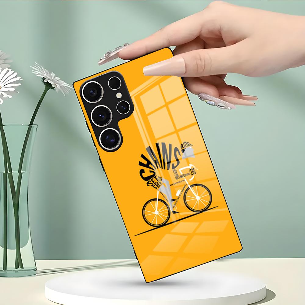 Cycling Bike Rider Phone Case For Samsung S26 S25 Edge Ultra 23 22 21 20 Ultra Plus S24 Fe Glass Cover
