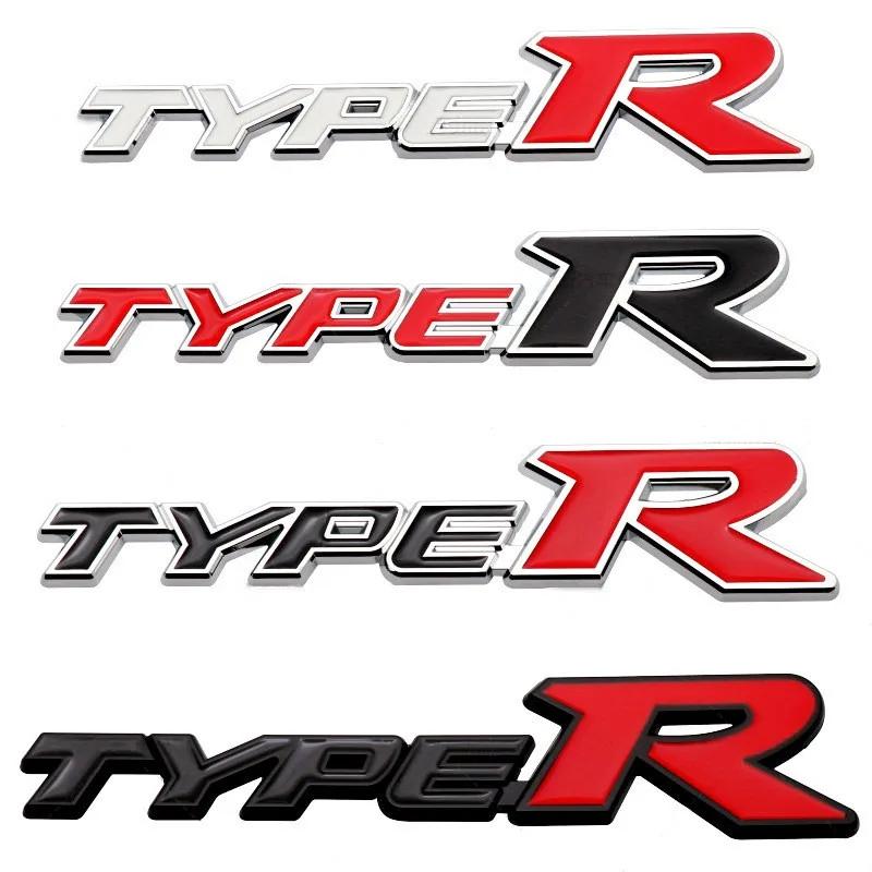 QLN2 3D Metal Type S Type R Car Front Grill Rear Trunk Emblem Badge Sticker Decal For Honda Civic Typer TypeS CRV HRV Accord Fit