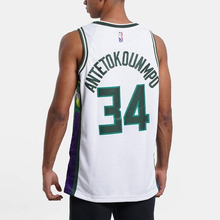 Nike НБА Милуоки Бакс Городская версия Джанис Адетокумбо 34 Dri-FIT Swingman Майка DB4035-100