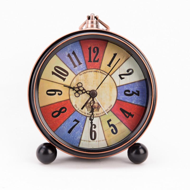 Retro Alarm Clock Metal Silent Table Desk Clock Non Ticking Quartz Movement Bedside Clock for Bedroom