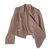 Spring Women Breasted Office Cropped Blazer Lapel Solid Color Long Sleeve Double Jacket Suit Coat