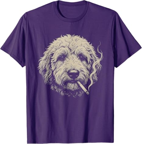 Dog Smoking Cigarette Funny Goldendoodle Meme Tshirt Y2k Cigarette Golden Doodle Dog Graphic Apparel Novelty Gift Saying Tee