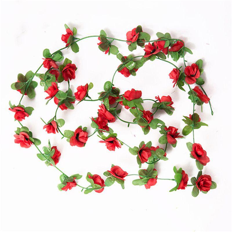 Lush And Vibrant Fake Silk Rose Artificial Flower Vine Ivy Leaf Garland For Home Decor