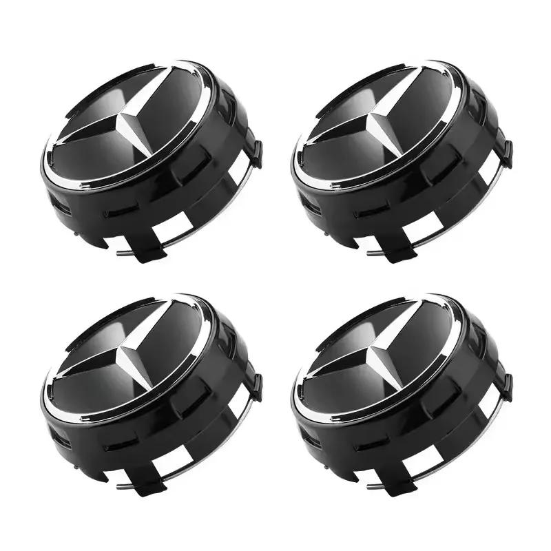 New 4pcs 75mm  For Mercedes Benz Black Red Raised Car Styling Wheel Center Cap Hub Covers Badge Car Accessories AMG A00040009001
