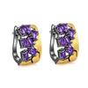 Italian Abstract Original Designer Jewelry Accessories 925 Silver Gold-plated Inlaid with Colored Gemstones Natural Amethyst Earrings