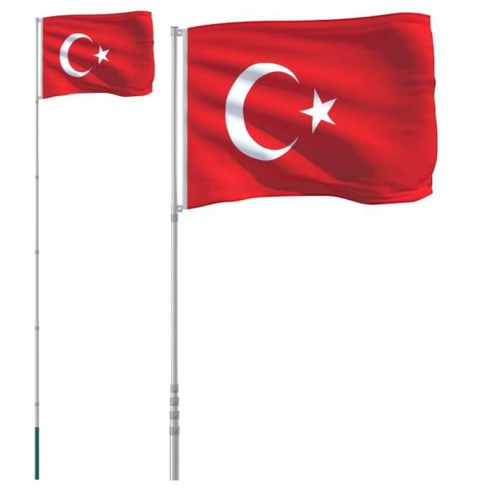 VidaXL Flag of Turkey and 5.55 M Pole Aluminum 3147145