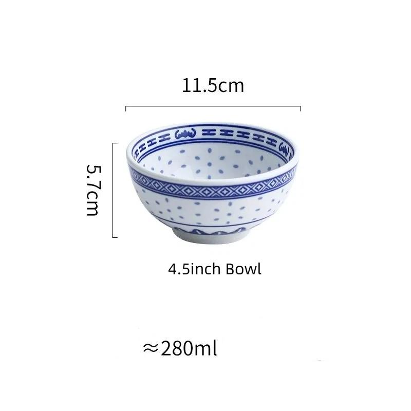Набор пиал с драконами из сине-белого фарфора – Керамические тарелки для риса и супа с лапшой, подглазурная роспись