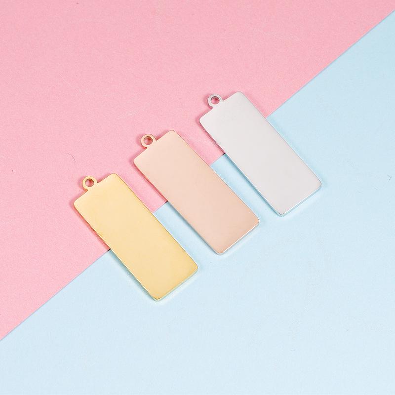 Зеркально отполированная геометрическая прямоугольная подвеска из нержавеющей стали с внешним отверстием для изготовления украшений своими руками