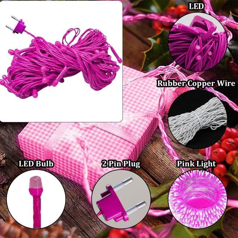 12 Meter (39Ft) LED Rice String Lights – Pink Fancy Decorative Fairy Lights for Indoor Outdoor Use, Wedding & Festival Ambience Pack of 6