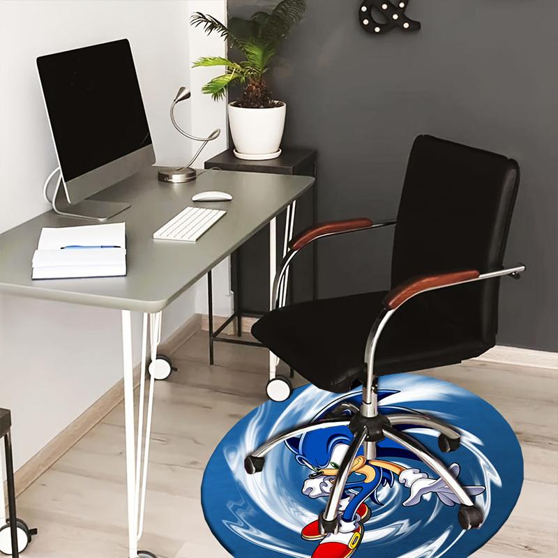 1pc Sonic the Hedgehog Speed Spin Round carpet, Made of Polyester,Perfect for Decorating Office Chairs, Living Rooms,fplt078