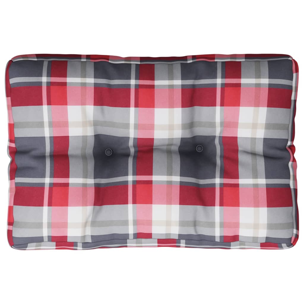 Pallet Cushion Red Checkered Pattern 50x40x12 cm Fabric