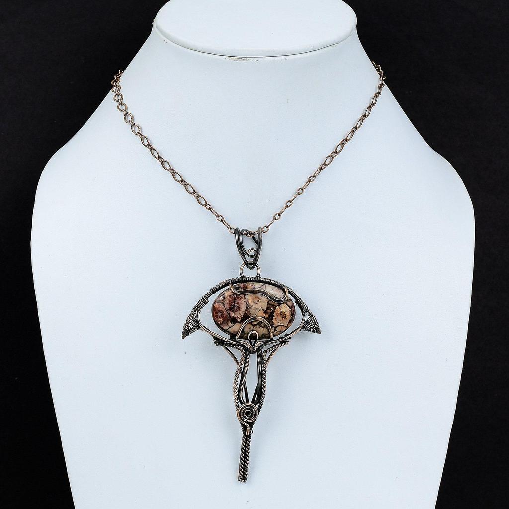 Подвеска из яшмы «птичий глаз», медная проволочная обертка, ювелирные изделия из яшмы «птичий глаз», оригинальная подвеска из драгоценных камней ручной работы, медные ювелирные изделия в подарок для нее