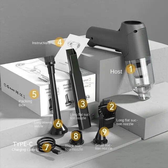 2024 15000pa Car Mounted Wireless Vacuum Cleaner Integrated Blowing Suction Functions High-power Household Handheld Portable Vacuums Cleaners