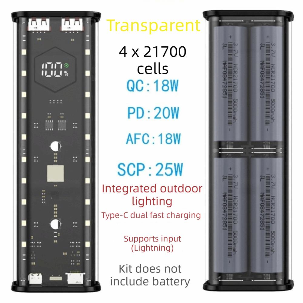 PD20W Быстрая зарядка Корпус для аккумулятора 21700 Светодиодный дисплей Power Bank Оболочка Зарядка на открытом воздухе