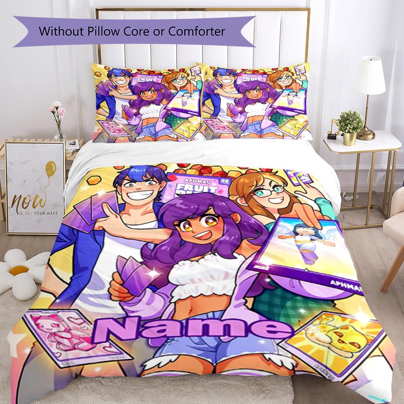 3pcs Custom Name Aphmau Bedding Set Duvet Cover Closure Includes 1 Duvet Cover & 2 Pillowcases, Soft and Comfortable for All Seasons.