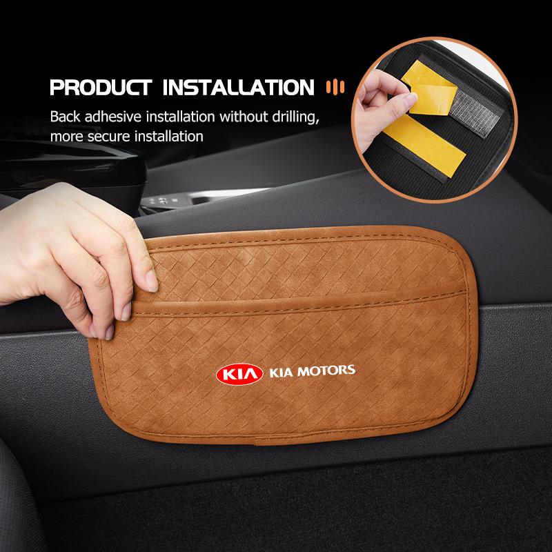 BBEC3 Car Center Console Side Paper Towel Key Storage Bag Pocket Organizer Bags For KIA Sorento Stinger Soul Spectra Niro Cadenza