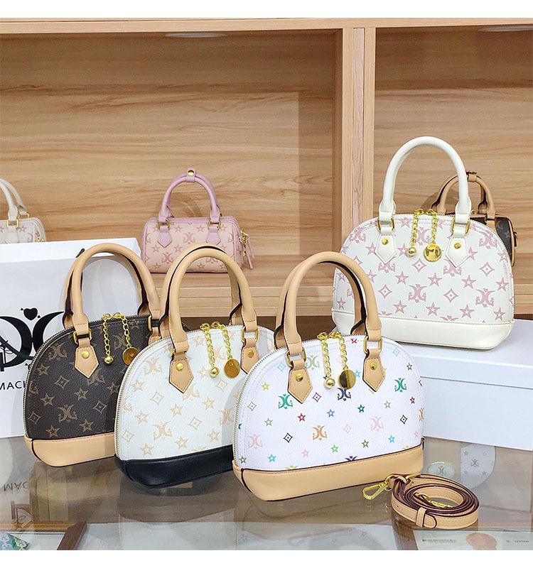 High-End Vintage Monogram Shell Crossbody: 2025 Influencer Chic Colorblock Handbag