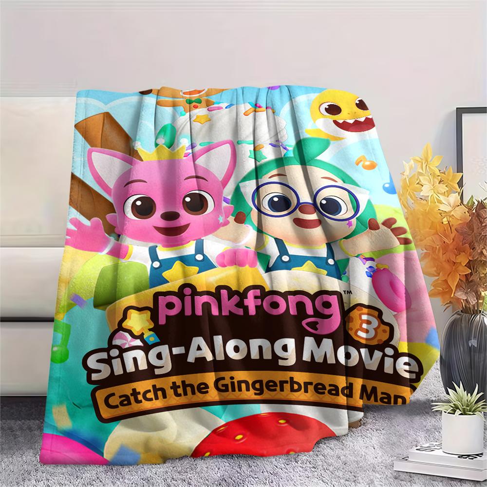 1PC Pinkfong Print Flannel Blanket, High quality Comfortable for All Seasons, Home Decor, Warmth and Comfort, Perfect for Christmas Gifts110