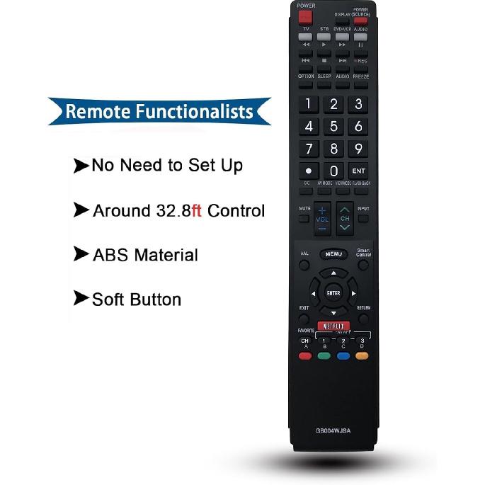 GB004WJSA Universal Replacement Remote Control for All Sharp Aquos Smart TV GB005WJSA LC-70LE640U LC-70LE650U LC-80LE650U LC-90LE657U LC-60LE755U
