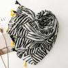 Zebra-Stripe Designer Women Scarf Shawl Bohemia Neckerchief Tassel Pashmina Muslim Hijab Wrap Ventilate