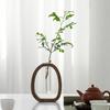 Hydroponic Plants Test Tube Vase with Wooden Stand Clear Flower Vase Table