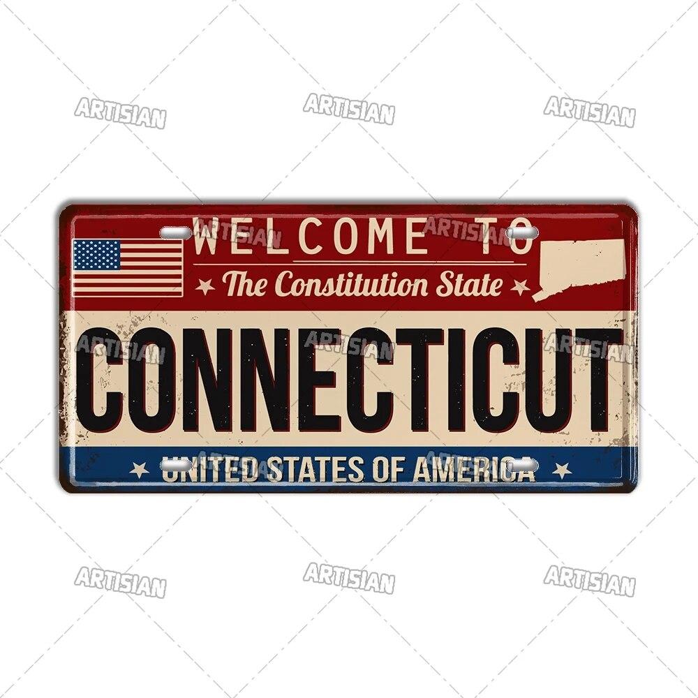 Artisian USA License Plate US Welcome To Metal Sign Landmark City State Decorative Plaque Wall Decor Garage Bar Pub Club Hotel
