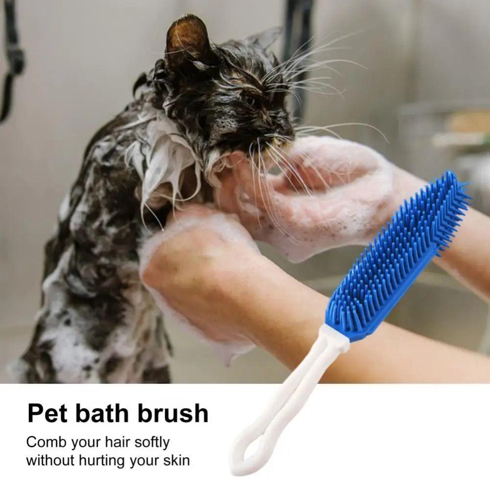 Soft Rubber Bristles Pet Massage Comb Dry and Wet Use Dog Bath Comb Pet Grooming Brush Tool