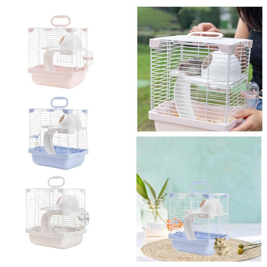 Портативная клетка для мыши крысы с кормушкой с поилкой, 2-уровневая клетка-хабитат для хомяка, конструкция с высоким поддоном, многоцелевая