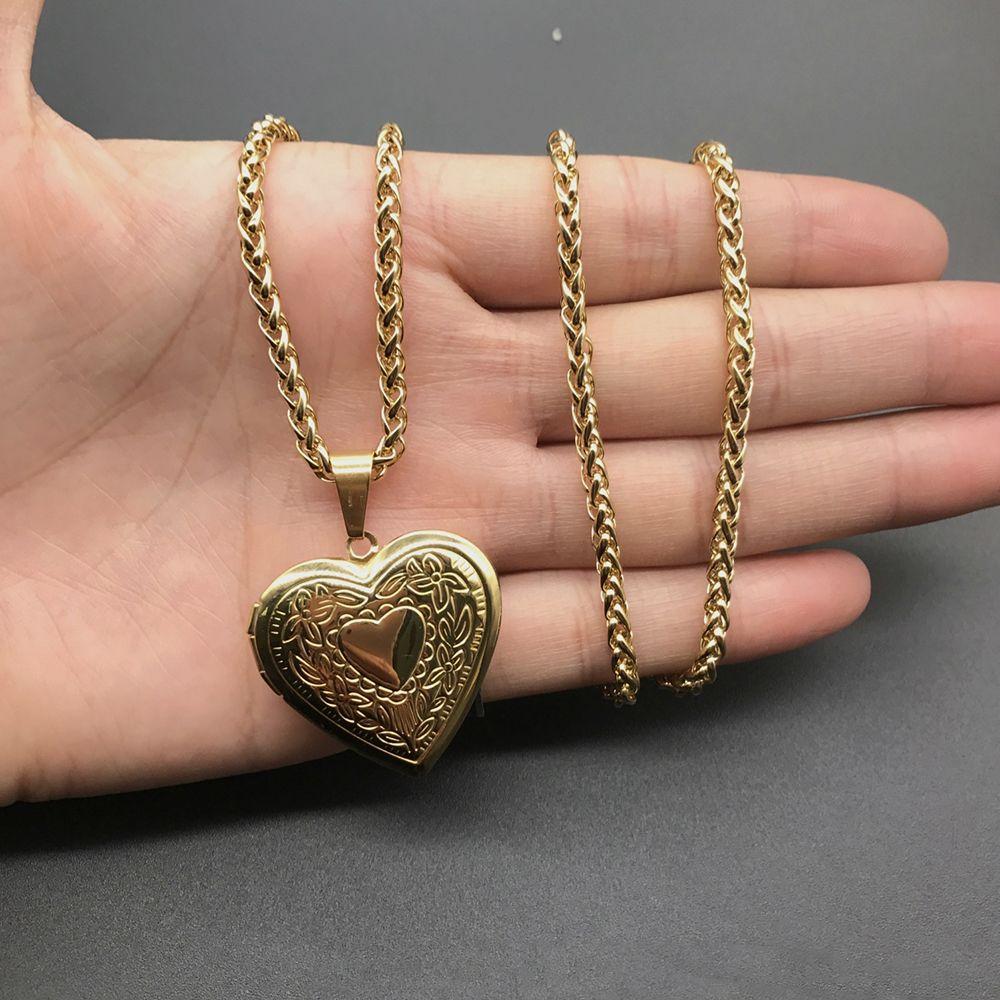 Men Women Lover Jewelry Friend Photo Picture Locket Heart Shaped Necklace Pendant