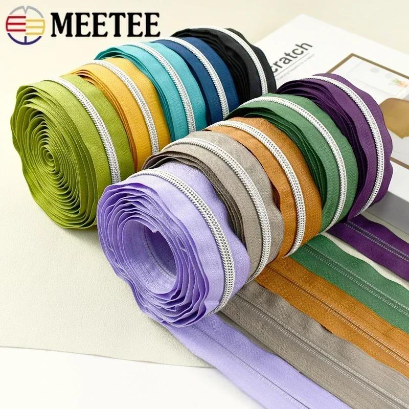 Meetee 1-10M 5# Нейлоновые молнии для сумки, обуви, одежды, пластиковая рулонная молния на метр, декоративные молнии, ремкомплект, швейные аксессуары для DIY