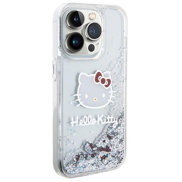 Etui do iPhone 14 Pro Hello Kitty Liquid Glitter Charms Srebrne
