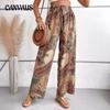 Women's Pant Summer Fashion Trousers Versatile Printed Elastic Waist Wide Leg Pants