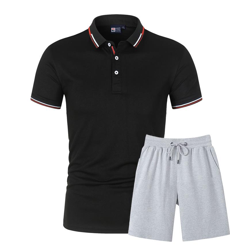 Мужская рубашка поло и шорты, комплект из 2 предметов, летние наряды, модные повседневные спортивные шорты, спортивный костюм