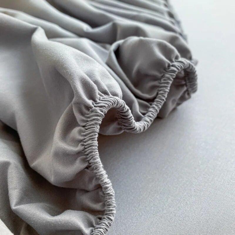 Washed Cotton Fitted Sheet Non Slip Durable Mattress Cover for Home Bedroom Solid Color Bed Cover 140/160/200cm Soft Bedspreads