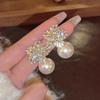 Sparkling Flower Imitation Pearl Earrings Women Gorgeous Accessories For Wedding Engagement Party Trendy Jewelry Gift