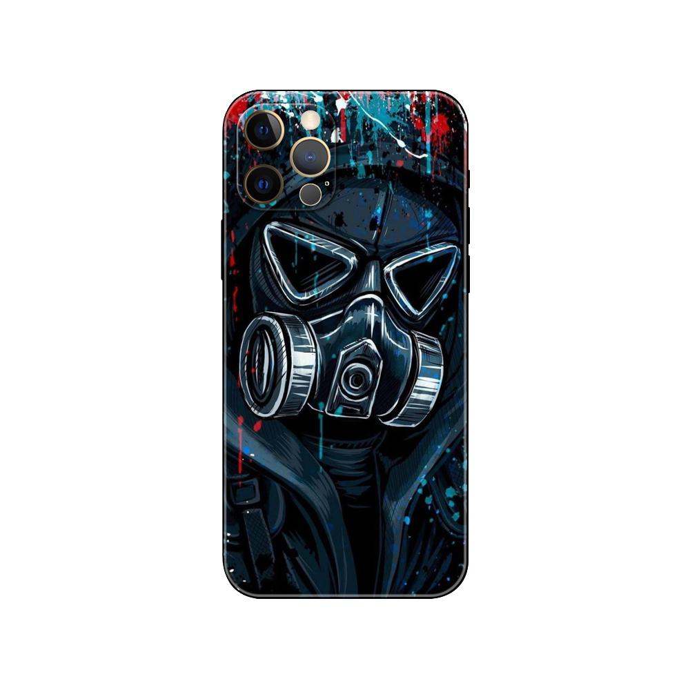 Чехол для телефона с противогазовой маской Cool Man для iPhone 5 5S 2020se 6 6s 7 8 plus x 10 XR XS 11 12 13 mini pro MAX, черная задняя крышка из ТПУ
