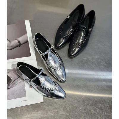 Версия из овчины~ серебристые одинарные туфли женские летние остроносые кожаные плетеные полые на плоской подошве универсальные маленькие кожаные туфли туфли Мэри Джейн