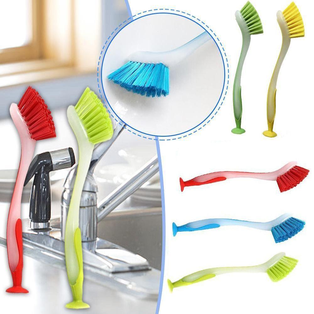 Durable Pot Dish Sink Clean Suction Cup Brush Cleaning Brush Kitchen Washing Brush