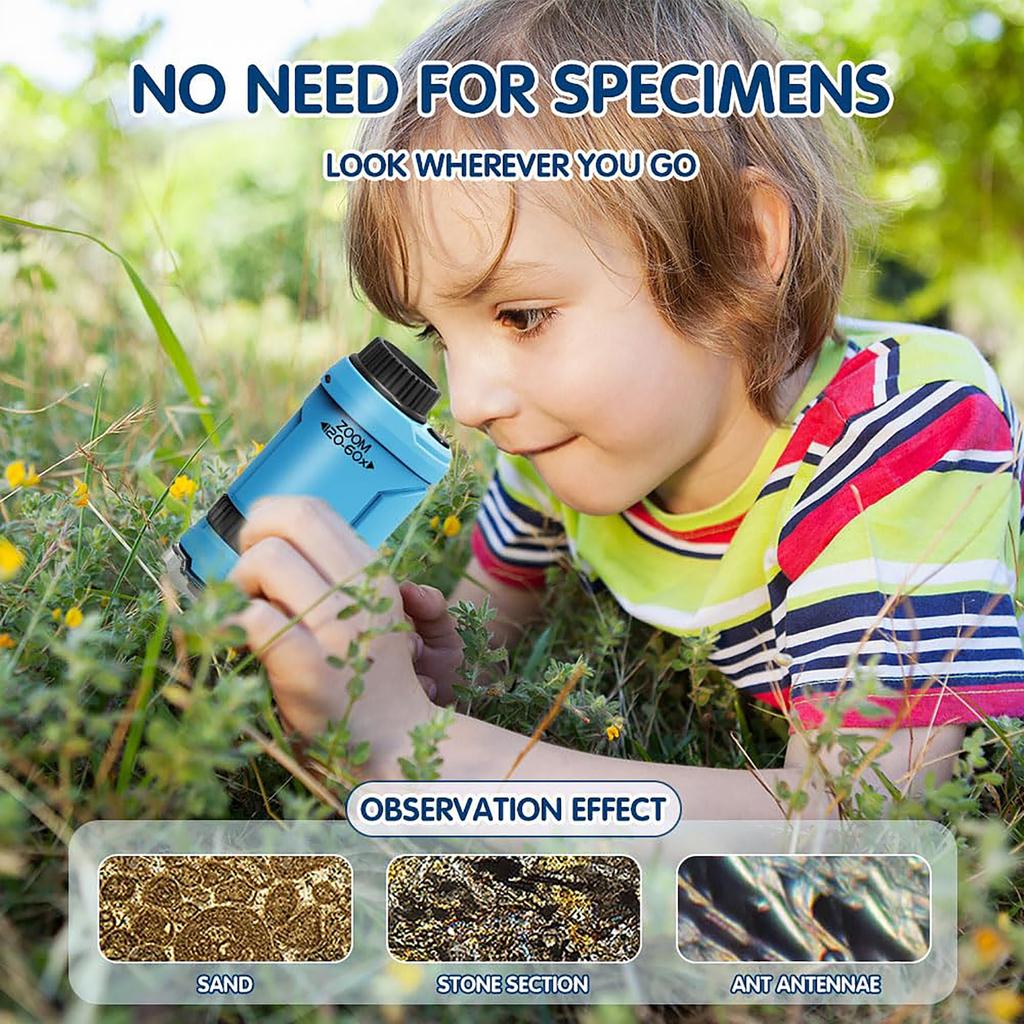 Портативный детский игрушечный микроскоп со светодиодной подсветкой, карманный микроскоп для научных экспериментов, образования и исследований