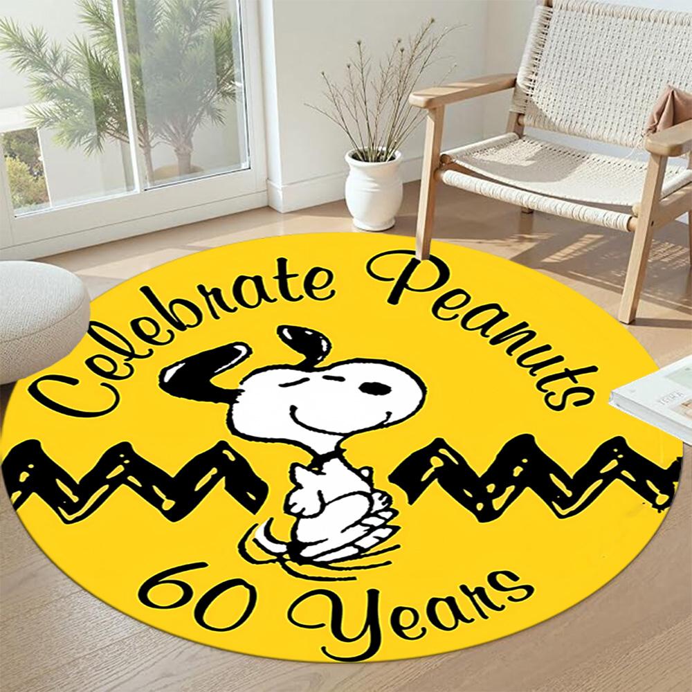 Snoopy Round Area Rug Perfect for Hallway Outdoor Dormitory Dining Room Antislip Round Carpet Anime Office Decor Gift for Festivals